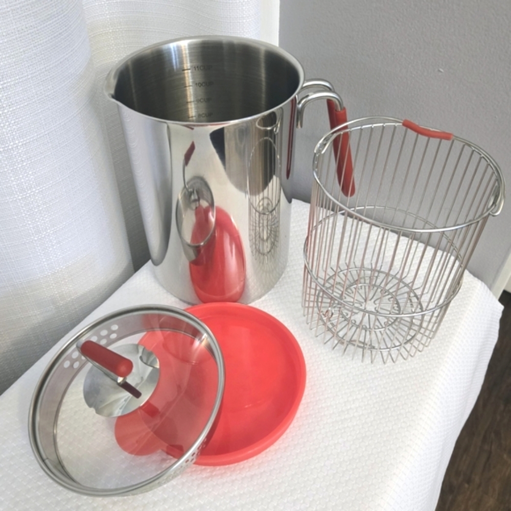 Kuhn Rikon 12 Cup 4th Burner Pot W Basket Silicone Lid Stainless Steel Steamer